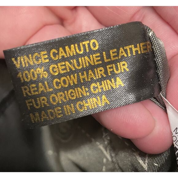 Vince Camuto Black Leather Brown Pony Hair Baily Handbag Clutch Purse NEW NWOT - Picture 12 of 13